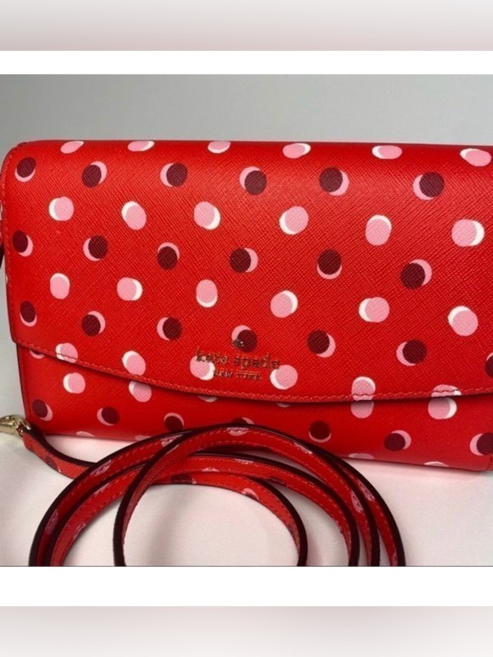 Kate Spade Red Polka Dot Chain Crossbody Bag